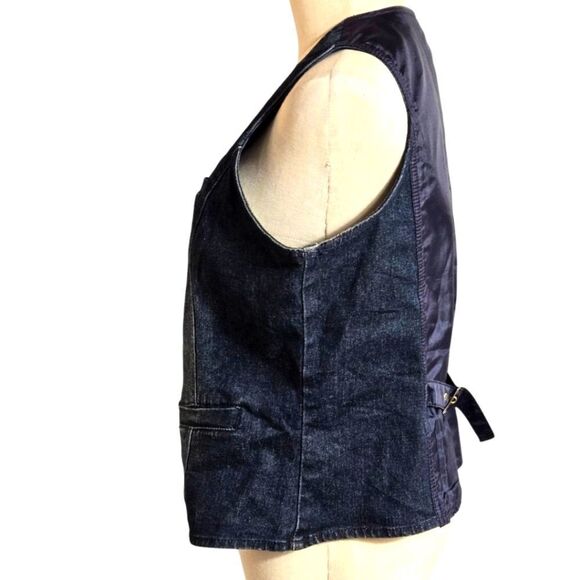 DG2 Diane Gilman Vintage Dark Wash Denim Vest - Picture 3 of 7